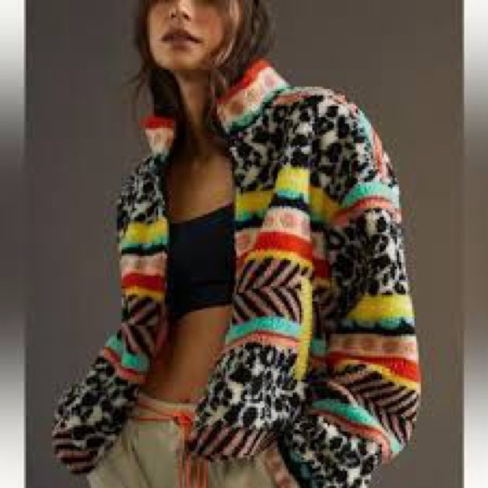 Maeve by Anthropologie Colorful Sherpa Jacket